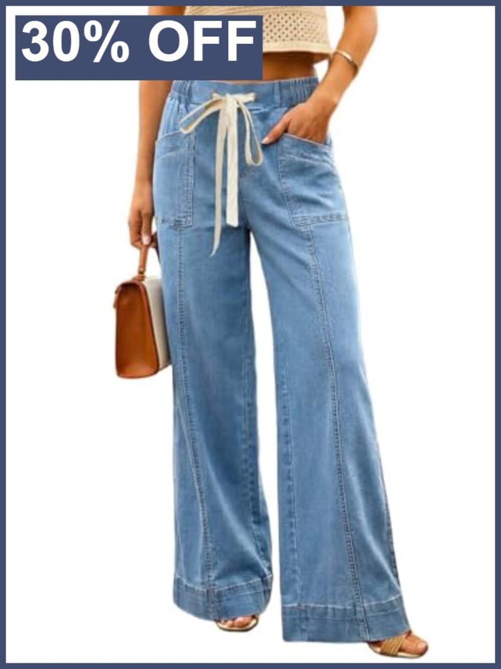 High Waisted Wide Leg Jeans Stretchy Tummy Control Baggy Denim Pants
